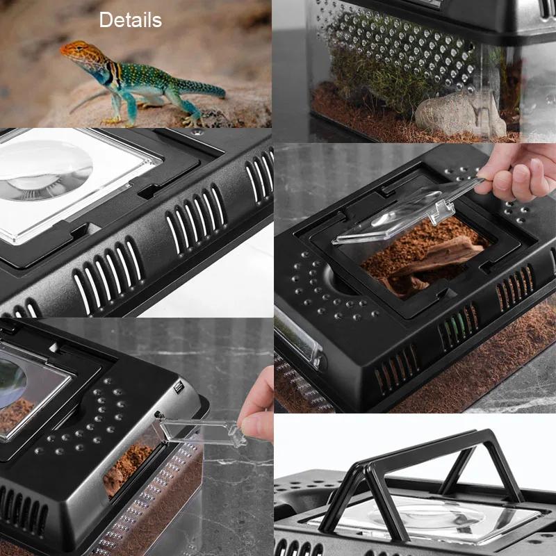 Zewnętrzny Box Hodowlany dla Gadów Zwierząt Domowych Pudełko do Karmienia Zwierząt Pełzających Jaszczurka Jedwabnik Skorpion Chrząszcz Pudełko na Owady Domek dla Zwierząt Akrylowa Klatka