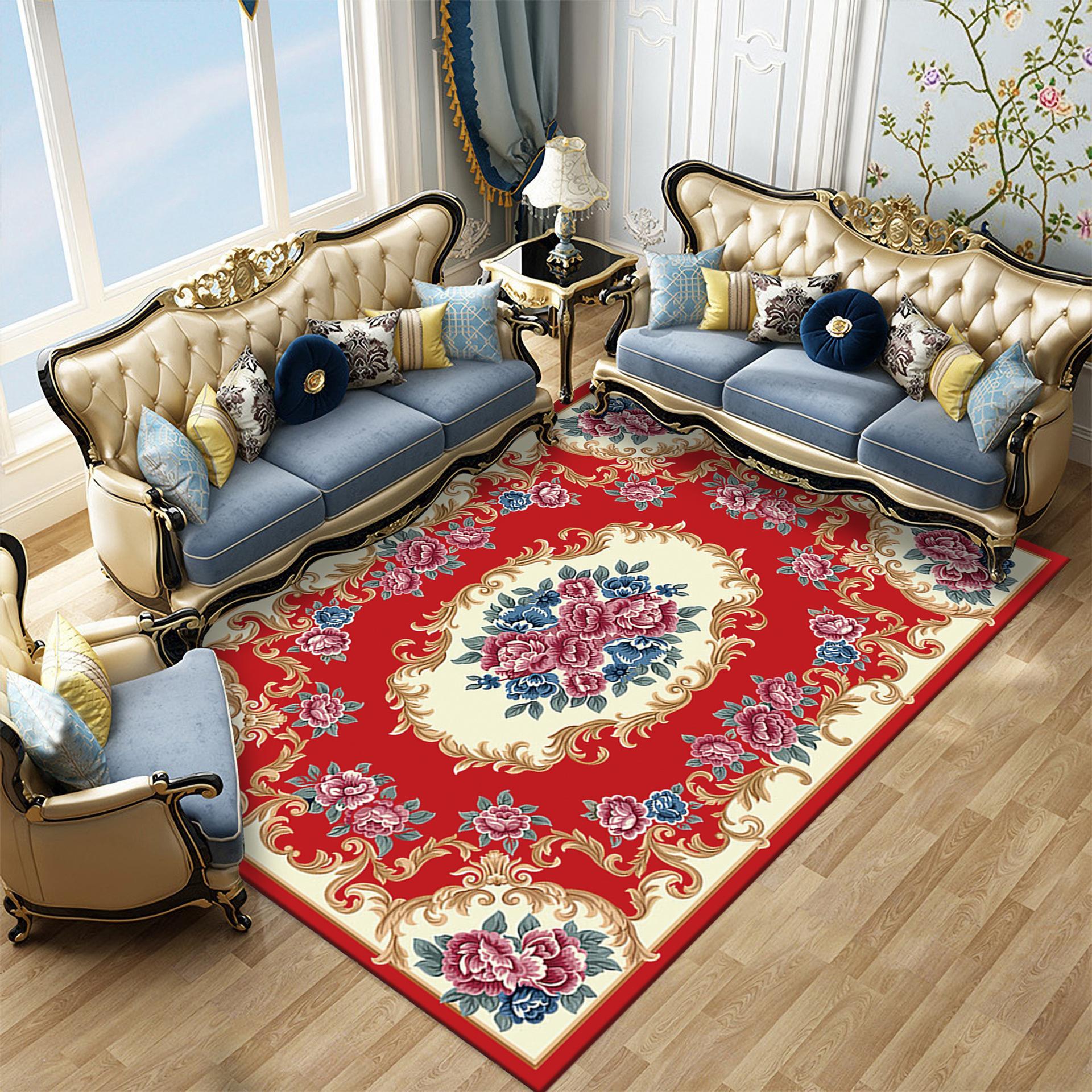 

European Carpet Living Room Easy To Maintain Four Season Universal Sofa Coffee Table Carpet Bedroom Carpet 80*120cm