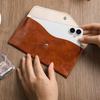 Vintage Leather Cash Envelope Wallet Long Wallet Snap Button Money Holder Minimalist Clutch Purse for Men Women