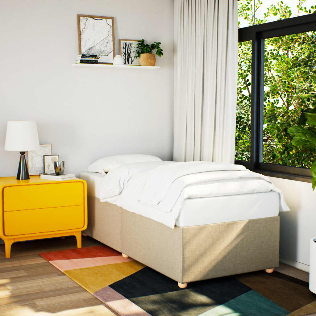 Bed Frame without Mattress Cream 80x200 cm Fabric