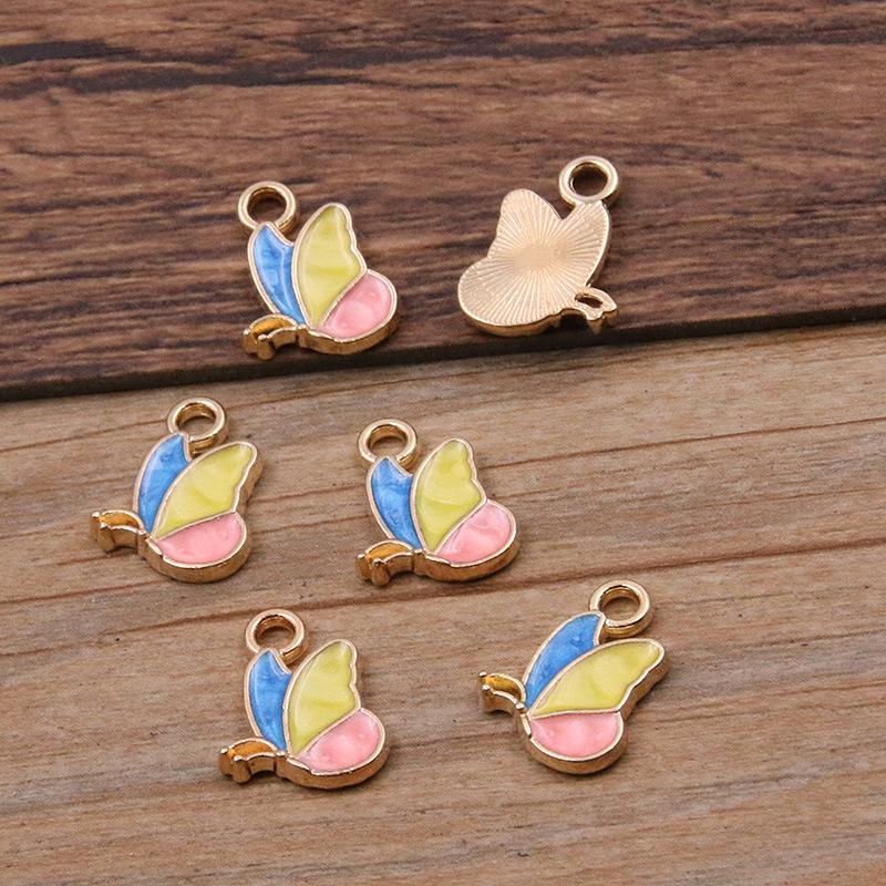 4 Colors DIY Alloy Jewelry: KC Gold Enamel Butterfly Pendant Charm