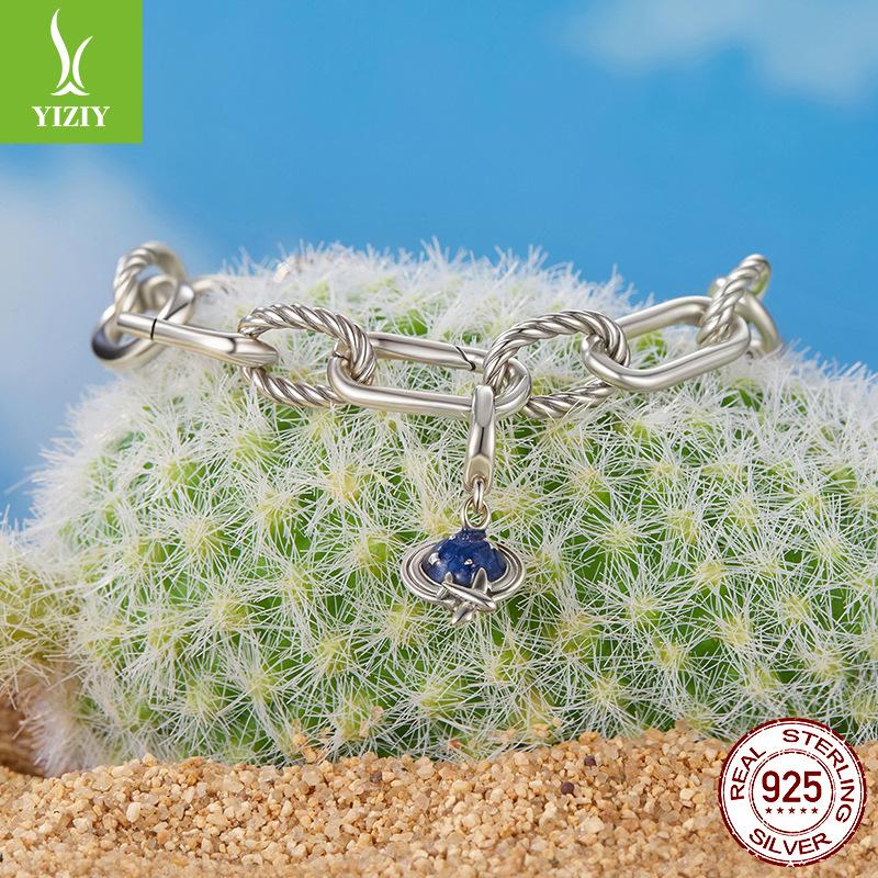 Button Head Can Be Opened And Closed - Global Travel Pendant S925 Sterling Silver Beaded Diy Jewelry Cross-Border