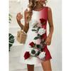 Flowers Butterfly Print Dresses Summer Women Vintage Sleeveless Mini Dress Casual Comfortable Breathable Pocketless Dress