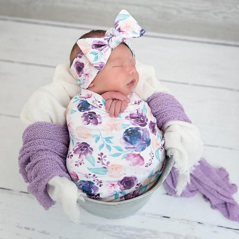Newborn Baby Floral Snuggle Swaddling Wrap Blanket Sleeping Bag Swaddle