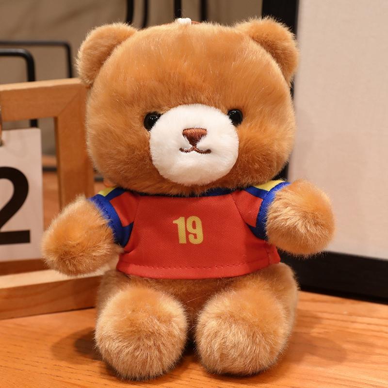 16Cm Football Jersey Bear Plush Pendant Stuffed Dressed Sport Animal Keyring Decor Plushie For Bag Gift