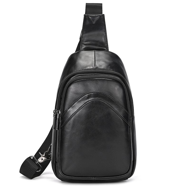 Newsbirds Casual Men's Chest Bag Genuine Leather Single Shoulder Cross Body Bag Soft Cow Leather Chest Pack For Men Slinig Bags