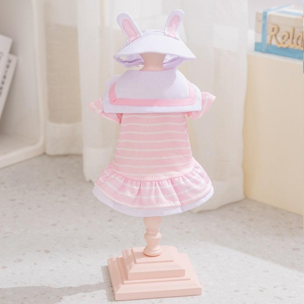 

Милая синяя футболка в полоску для собаки с воротником, студенческий стиль, с кепкой, короткая юбка для собаки, дышащий безрукавный пуловер для собаки, летняя одежда M розовый