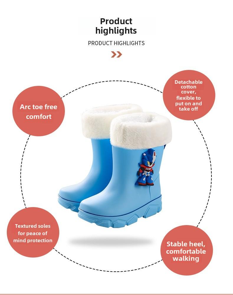 Dětské zimní holínky s velvetovou podšívkou 2023 - Hřejivé, nepromokavé boty pro chlapce a dívky, Velikosti pro žáky základních škol