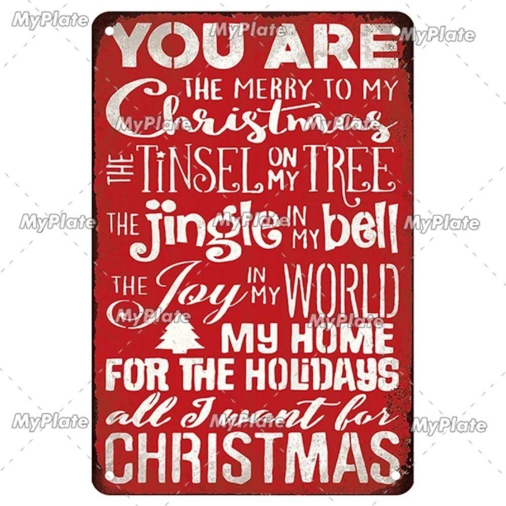 Vintage Christmas Metal Tin Sign Home Festive Wall Decor