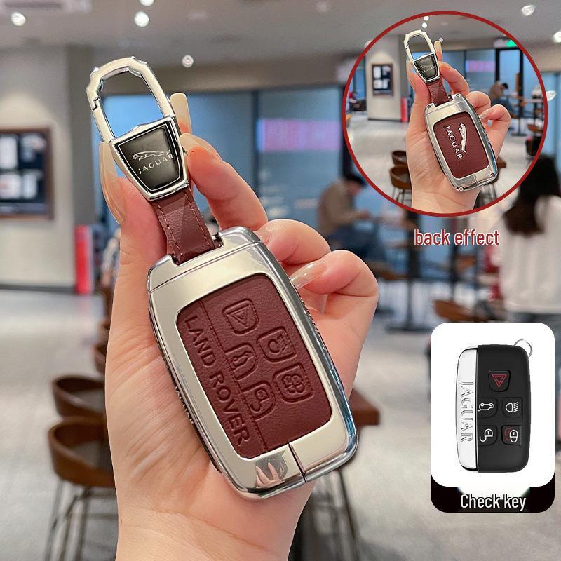 Jaguar XFL/XEL/F-Pace/XJL/F-Type/E-Pace High-End Leather Metal Key Case for Men & Women