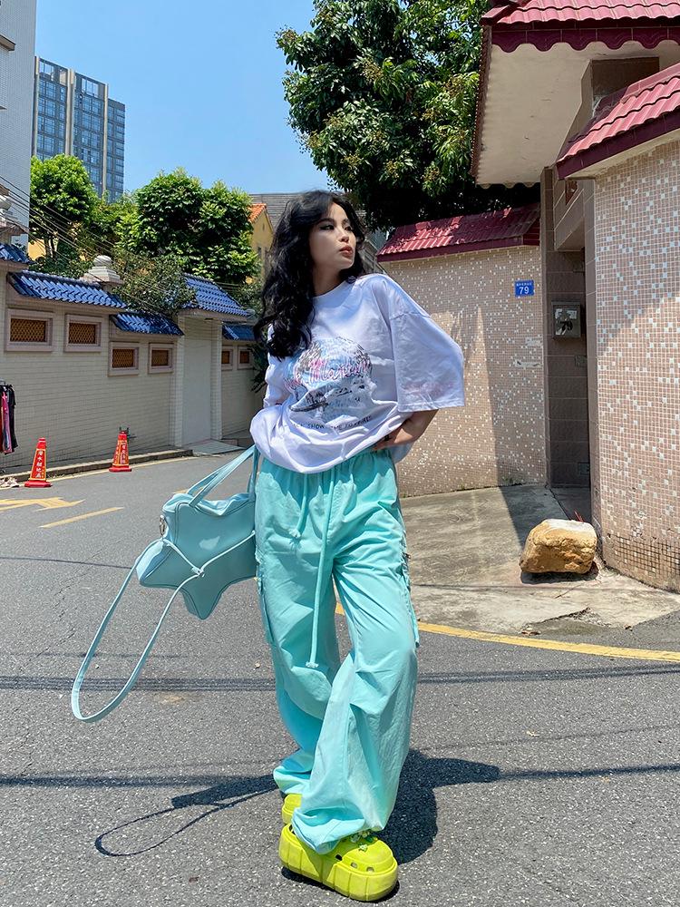 Women's Dopamine Color Wide-Leg Workwear Pants - Lightweight, Loose-Fit for Autumn & Spring Casual Wear