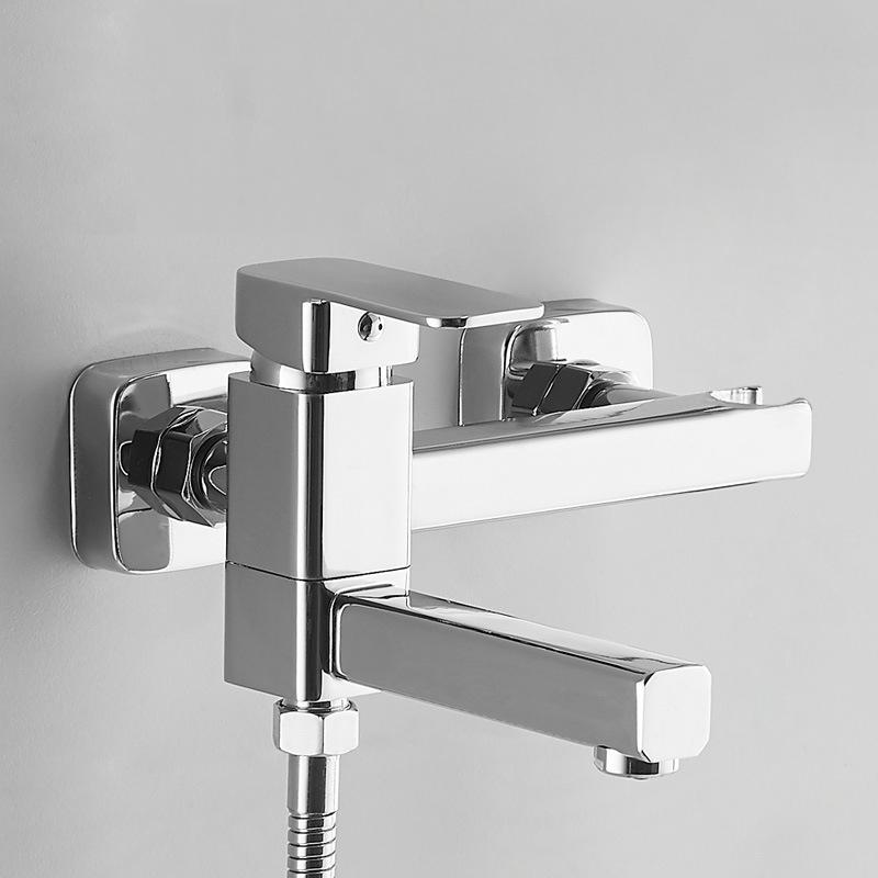 Brass Black Wall-Mounted Hot and Cold Mixed Type Bathtub Spout Hand Spray Shower Seat Gray White Chrome Bathroom Faucet