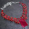 Ruby  Natural Garnet 925 Sterling Silver Jewelry Necklace 18" W0S92