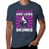 Girl Who Loves Skunks Saying TShirt Casual Basic Short Sleeve TShirt