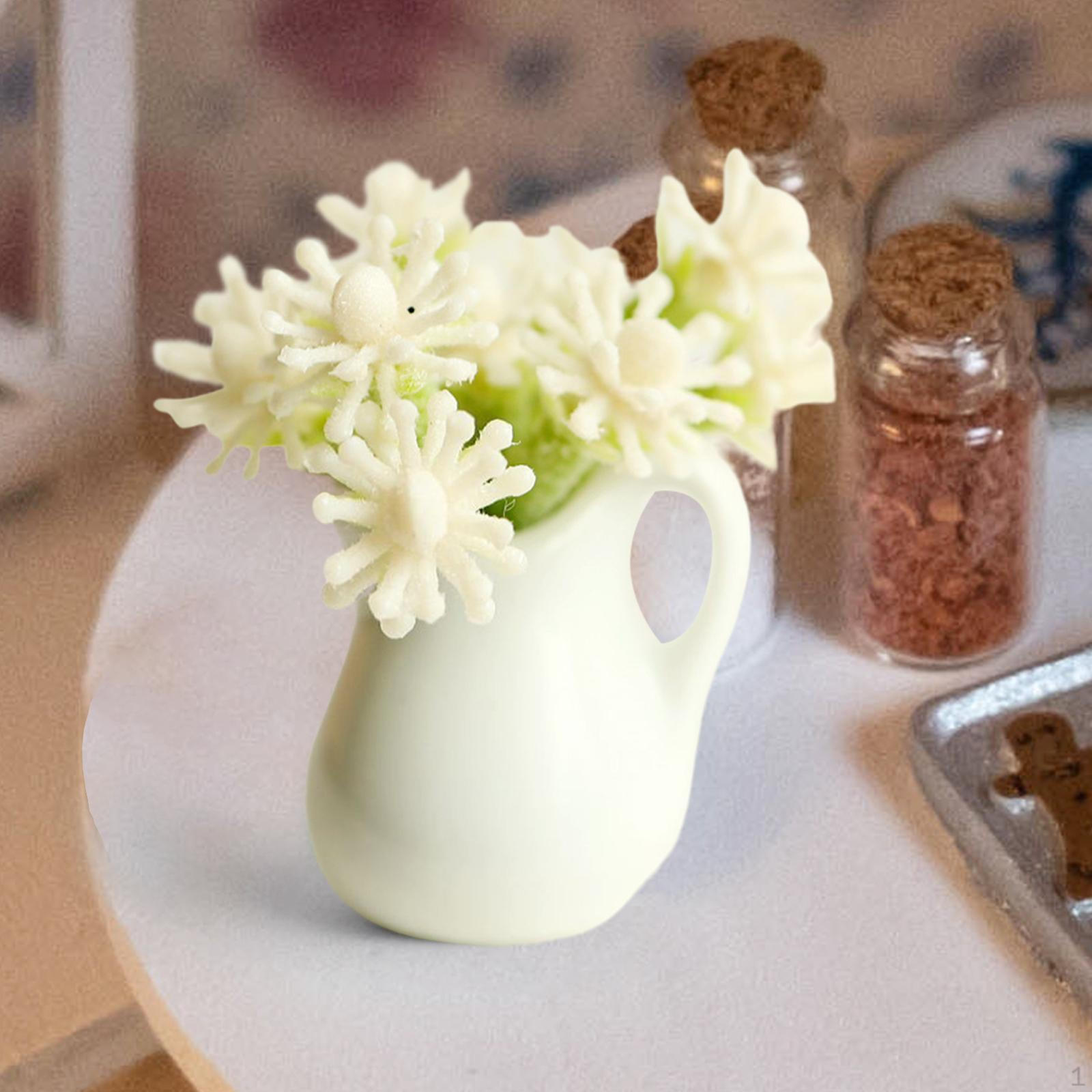 

Dollhouse Flower Props 1/12 Scale Doll House Dolls Miniatures for Ornament білий
