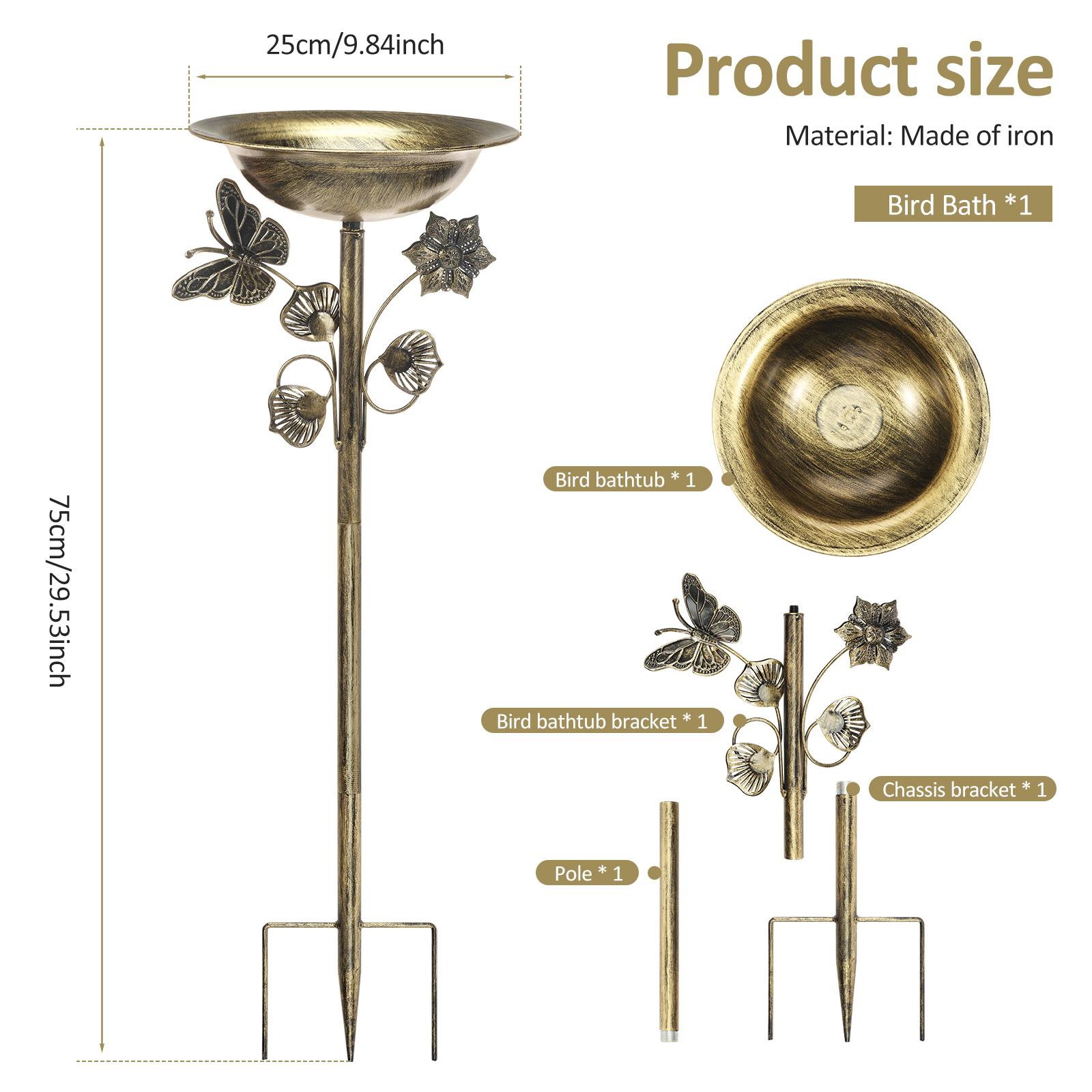 

Metal Bird Bath 75cm Standing Garden Birdbath Detachable Bird Bath Feeder Bowls for Outdoor Garden Patio Yard Lawn Decoration