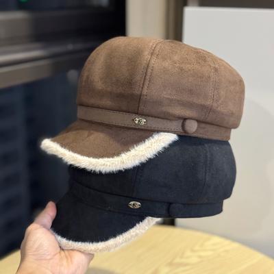 Women's Vintage-Inspired Octagonal Beret Cap Suede Beret for Women, Hat for Women Pretty, Elegant Cap for Women