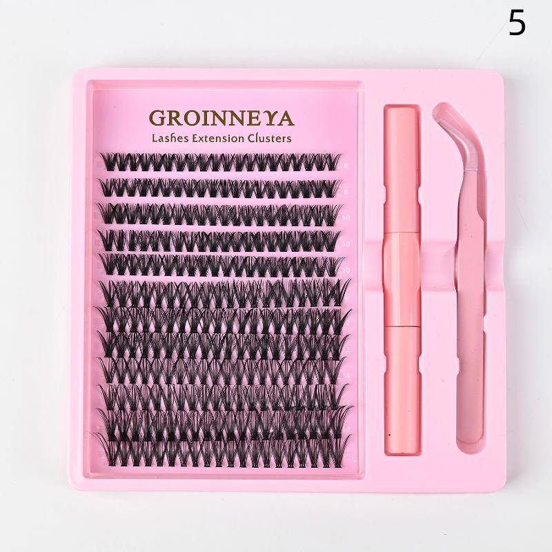 Single Cluster Diy Lash Extension Kit Natural Volume Includes Eyelash Tweezers Bonding Glue For Salon-Quality Results At Home