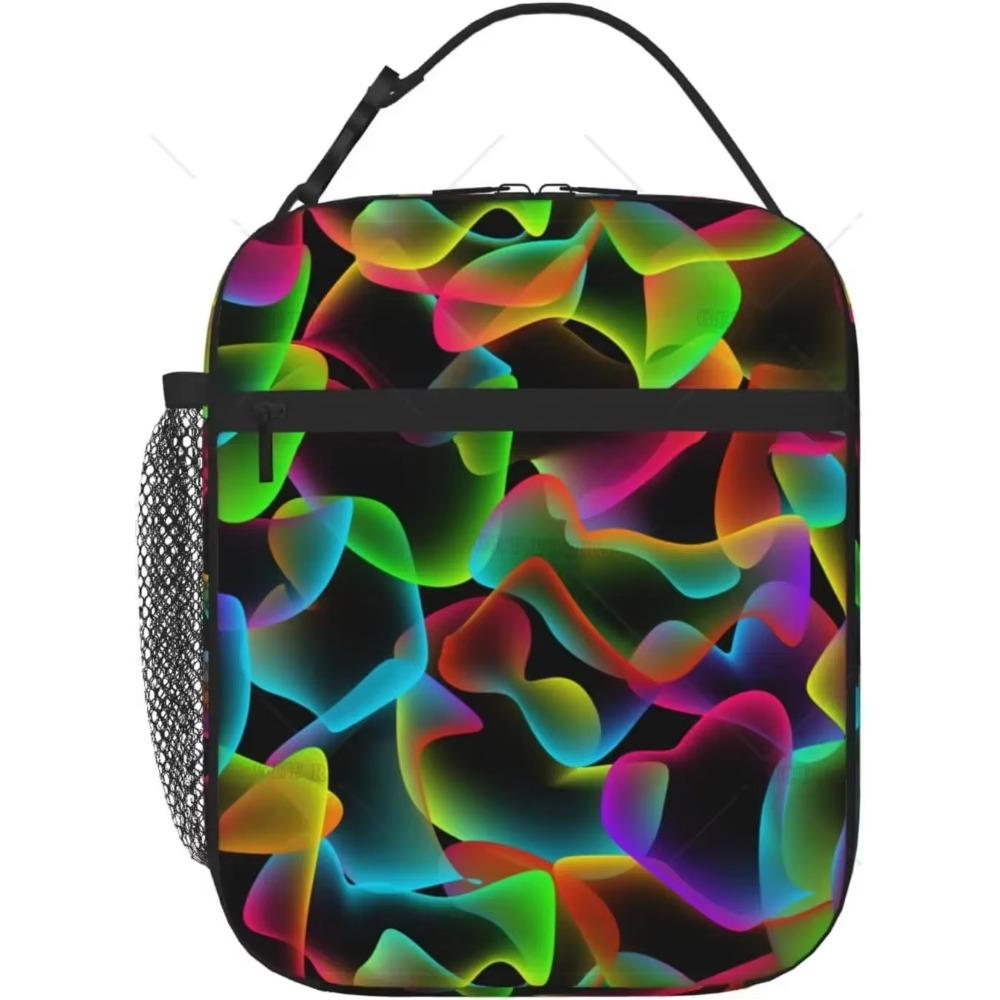 Lila und Blaue Schwebende Neonsterne Tragbare Lunchtasche Isolierte Lunchbox Wiederverwendbare Tragetaschen für Frauen Männer Arbeit Picknick Camping