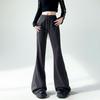 Damen Schwarze High Waist Schlankmachende Micro Flare Hose - 2025 Frühling/Sommer Freizeitsporthose