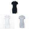 Sommer Sexy Bodycon Kleid Mit Polokragen Kurzen Ärmeln Gestrickter Stoff Für Clubwear