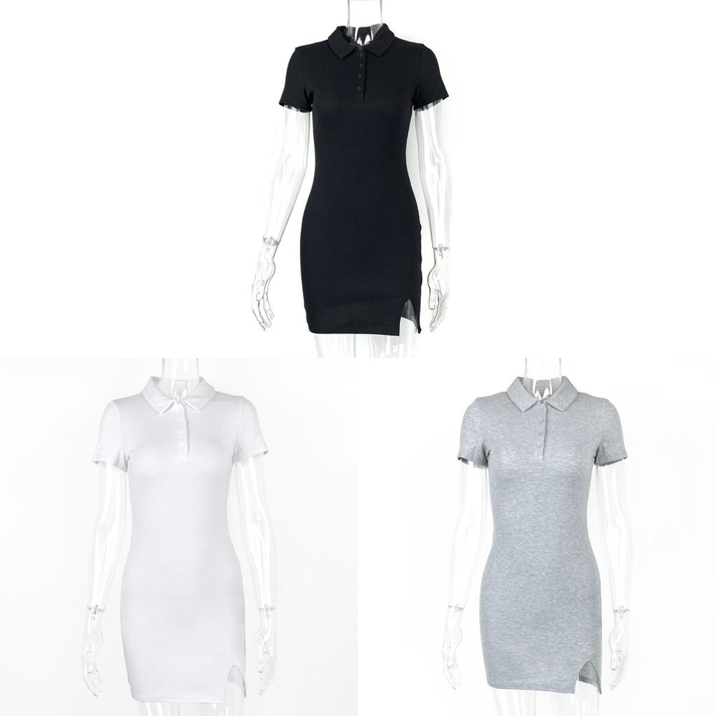 Sommer Sexy Bodycon Kleid Mit Polokragen Kurzen Ärmeln Gestrickter Stoff Für Clubwear