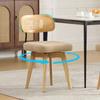 2 360 Degrees Swivel Chairs, Kitchen Chairs In Mid-Century Modern Style, with Woven Backrest and Padded Seat, for Dining Room and Bedroom (khaki