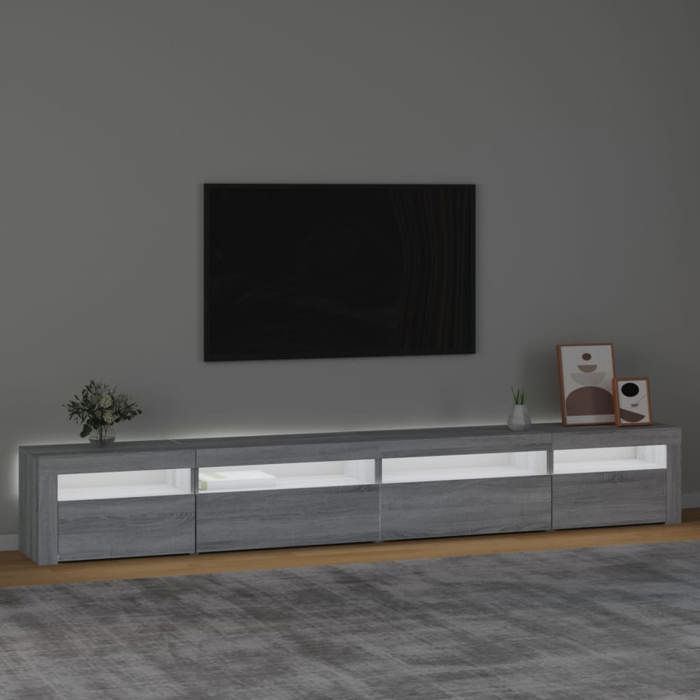VidaXL Meuble TV avec Lumières LED Centre de Divertissement Rangement Meuble Média Meuble de Salon Salle de Séjour Maison 3152752