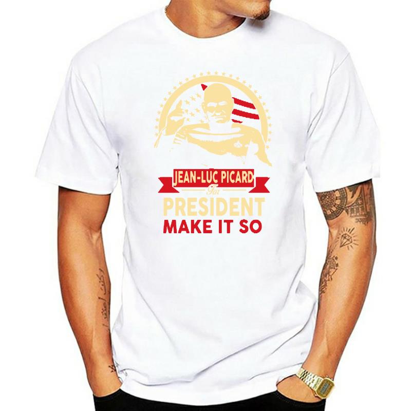 New Humor Tee Shirt Black Men Cotton Brand Tshirt JEAN LUC PICARD FOR PRESIDENT STAR SHIRTS Vintage Graphic T-shirt Short Sleeve