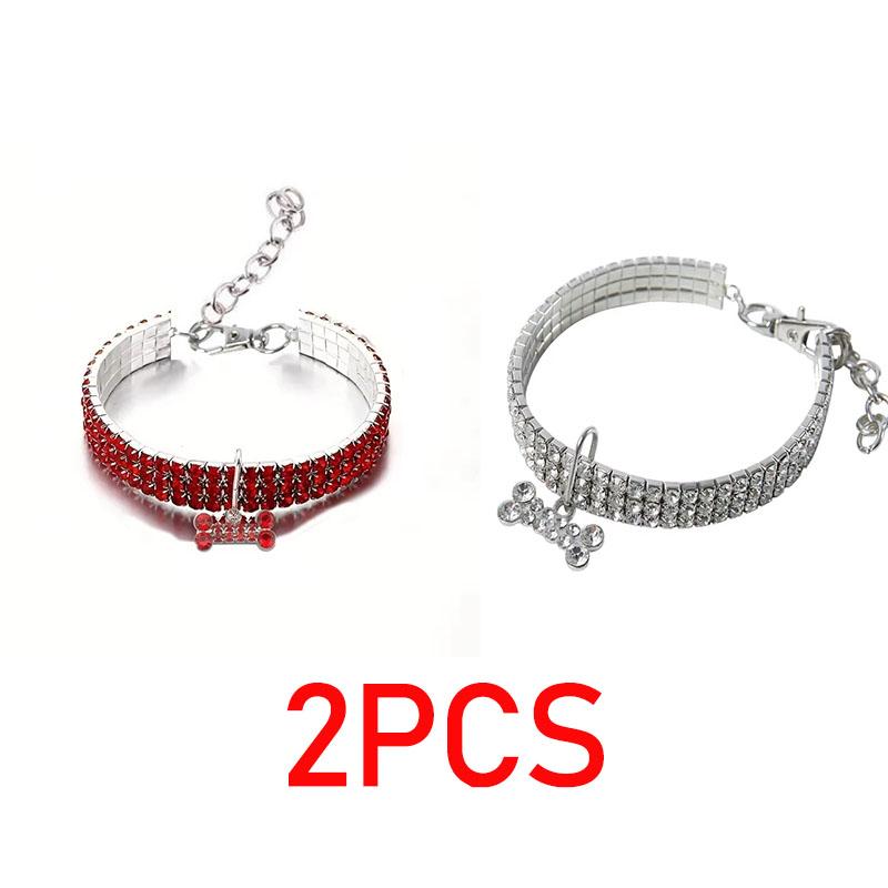 Collier pour chiot pour chiens Collier Bijoux Strass Chihuahua Bijoux Cristal Réglable Texte Gravé Collier pour chien GXQ08