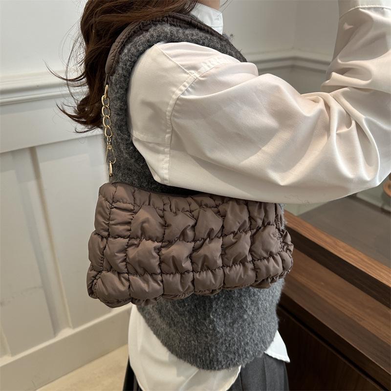 2024 Pleated Cloud Bubble Shoulder Bag - Trendy Korean Down Cotton Underarm Design