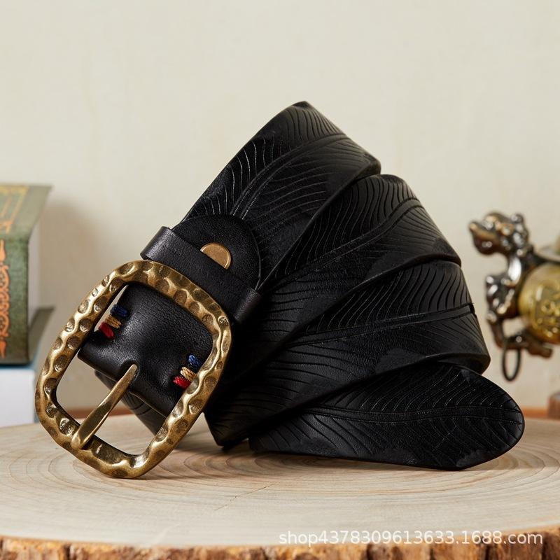 

Ремень с резным узором Personality Trend Court, мужской, из натуральной кожи, первый слой, ручная работа, ретро, молодежная мода, джинсовый ремень 130cm