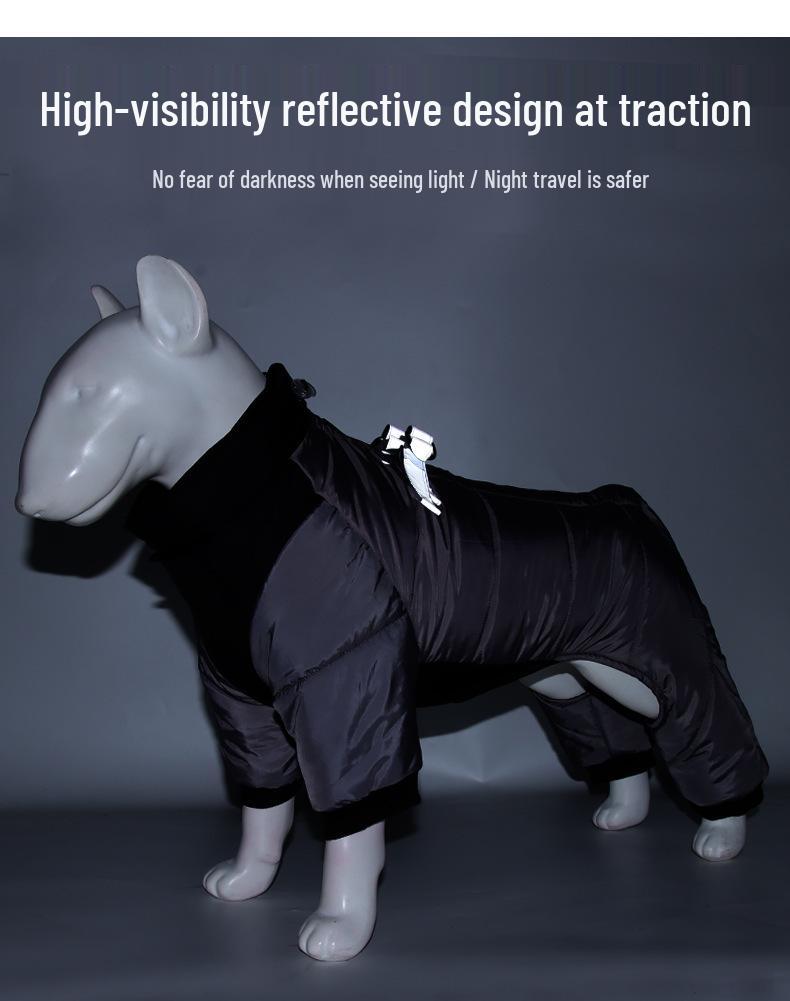 Reflective Waterproof Down Jacket for Small Dogs - Thickened Autumn/Winter Cotton Four-Legged Pet Apparel.
