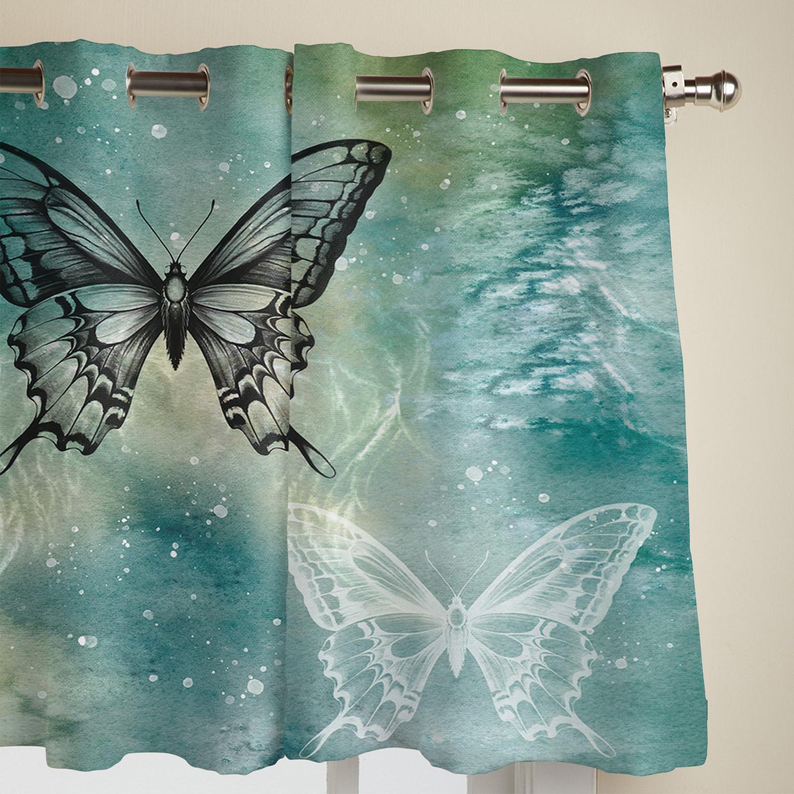 Градиентные шторы с точками-бабочками для спальни — фото 4