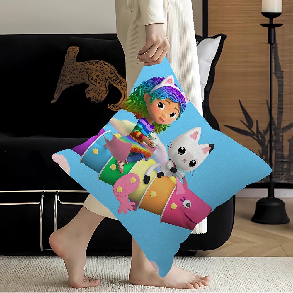 

G-Gabbys Cute Dollhouse Pillowcase Toon Gift Cushion Cover Bedroom Home Sofa Chair Seat Decor Pillow Case 30x30CM(12x12in)
