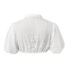 Women's Eyelet Crop Top Button Front Blouse Puff Sleeve V Neck Lightweight Summer Shirt