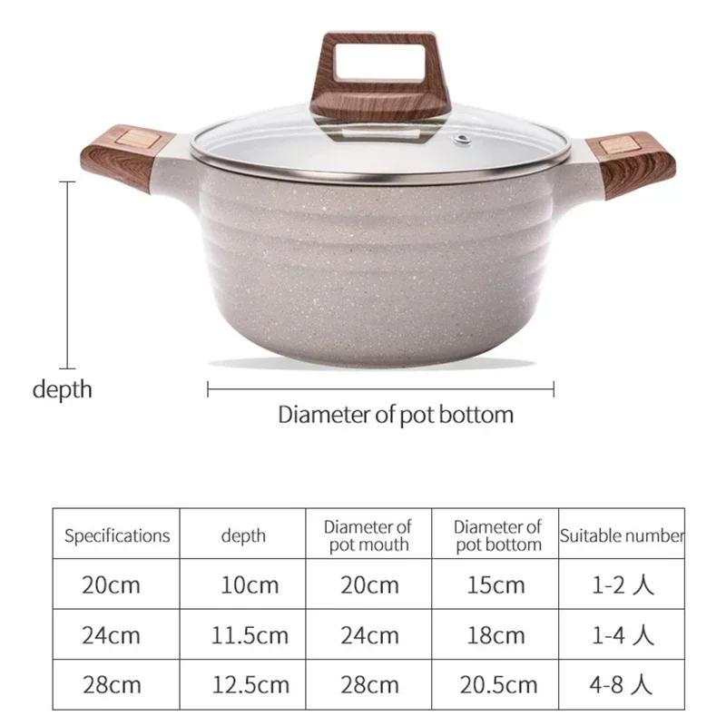 24cm Stew Pot With Lid Wooden Handle Soup Stock Pot Multicooker Kitchenware Multi-functional Double Ear Cooking Pots For Kitchen