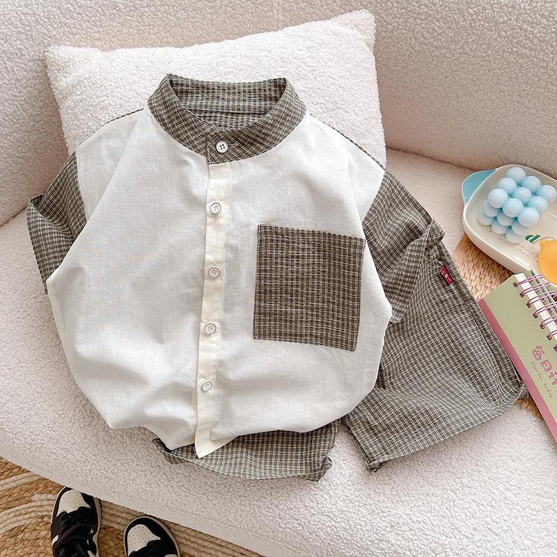 

Boys Plaid Pocket Summer Set: 2025 Short-Sleeve Two-Piece for Babies & Toddlers (1-5 Years) 5 pieces (80-120 cm) коричневый