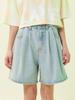 UNKNOWN PLANET Tucked-In Half Denim Pants Light Blue
