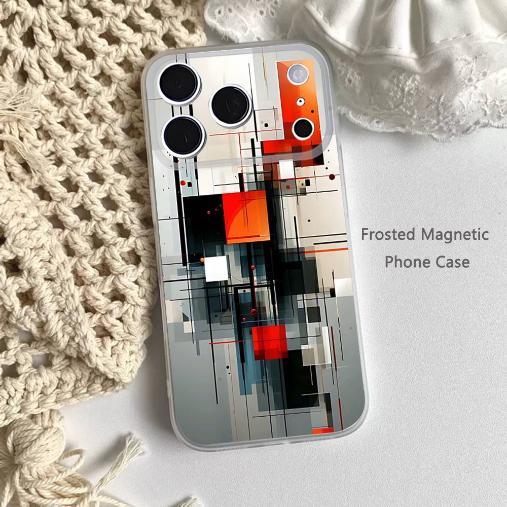 Abstract Piet Mondrian Frosted Clear Magnetic Case for iPhone 17,16,15,14,13,12,11 Pro,Max,Plus,Mini,Air,E