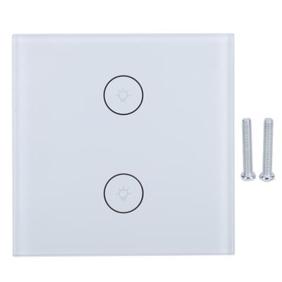 Interrupteur intelligent 10 A 2 gangs, panneau tactile Wi-Fi, commande vocale avec fonction de synchronisation pour Tuya