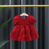 Summer Girls' Bubble Sleeve Dress Korean Children's Bow Dress Girls' Princess Dress
