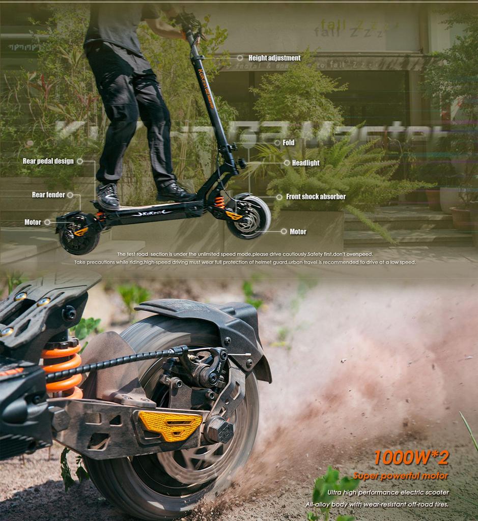 Electric Scooter Adult Kukirin G2 Master 1200Wx2 Dual Motor Electric Scooter Foldable Top Speed 60Km/h 52V 20.8AH Range 70Km Load 120Kg