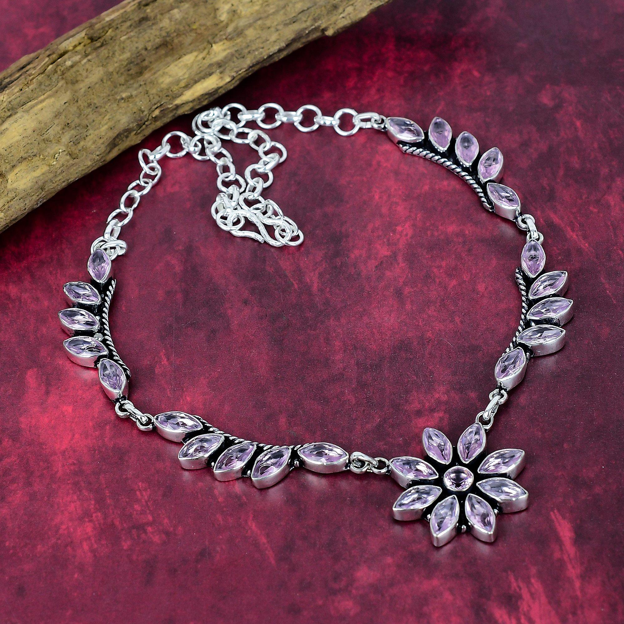 

Украшения из розового кунцита, ожерелье из стерлингового серебра 925 пробы, ожерелье из драгоценных камней ручной работы ко Дню памяти