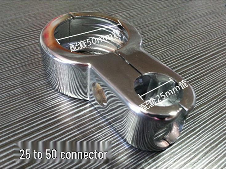 Stainless Steel Two-Way Adapter for 32/25 to 25/22 Round Tube - Clothes Rack Connector