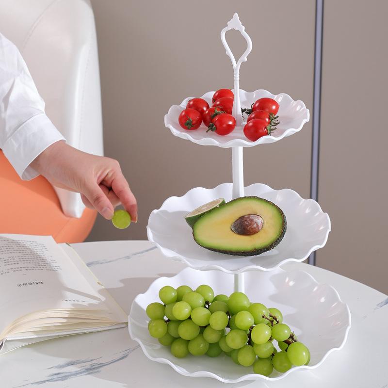 3 Tiers White Plastic Cupcake Stand Dessert Stand Tiered Serving Trays - Round, Square, Flower