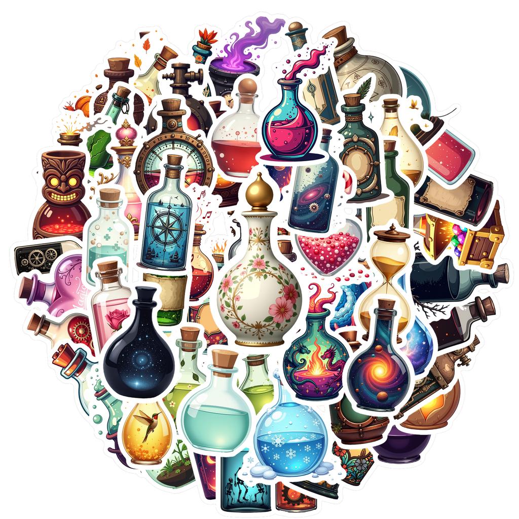 35-150pcs Magic Potion Bottle Stickers Funny Bottles Decals Diy Laptops Phones Decorative Stickers Teacher Reward School Supplie