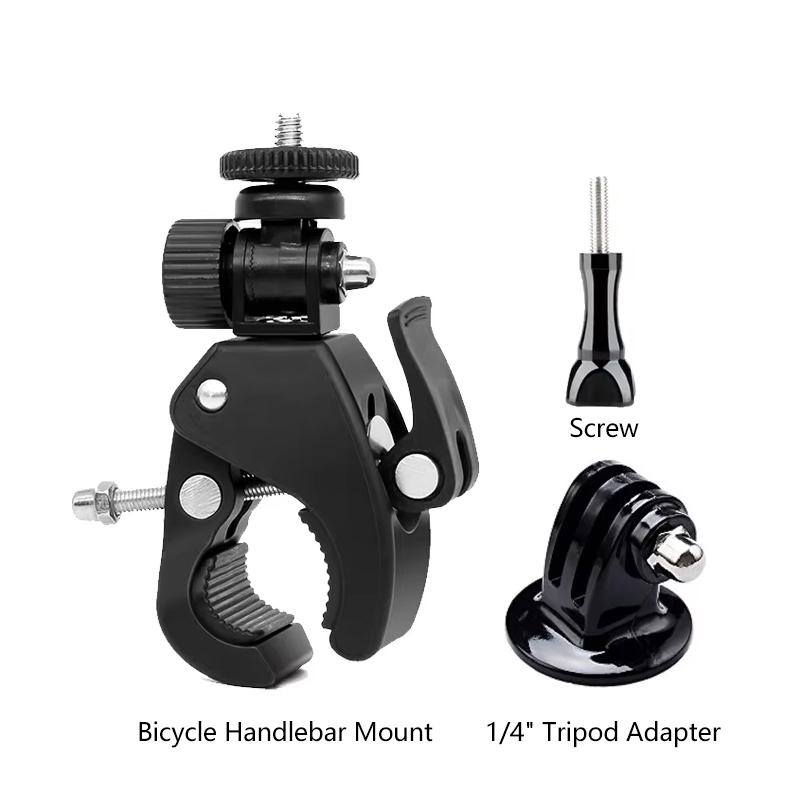 Bike Handlebar Clamp Mount 1/4 Screw 180 Adjustable Bicycle Holder for GoPro Insta360 DJI Action Camera LED Light 1/2/3/5/10 PCS
