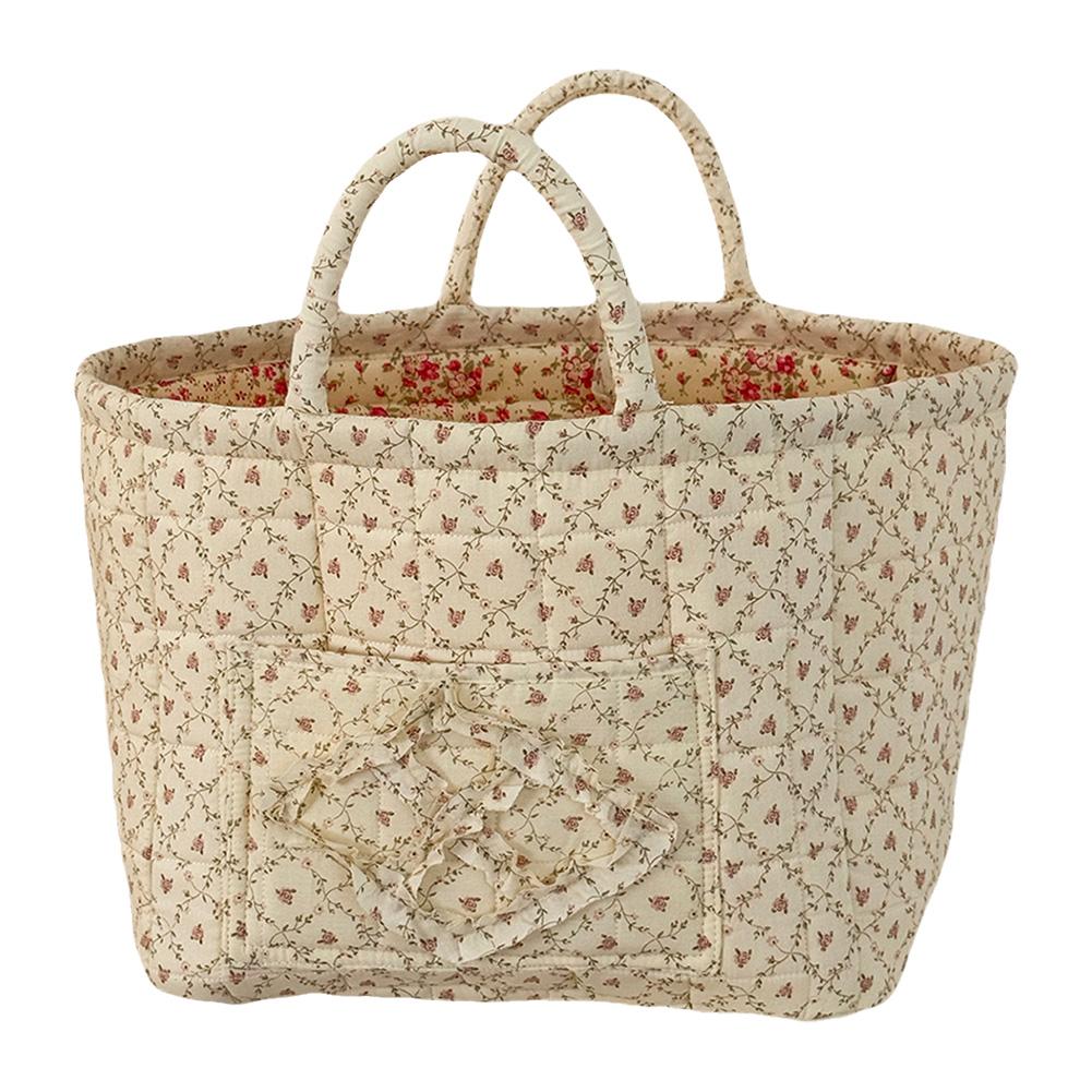 

Floral Fabric Storage Basket Large Capacity Portable Folding Storage Bag with Handles Laundry Hamper Home Decoration