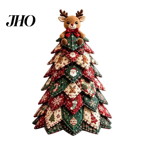 Beginner Friendly Sewing Craft Kit DIY Quilted Christmas Tree Kit, 3D Fabric Patchwork Set for Decoration Beginners, Handmade Tabletop Holiday